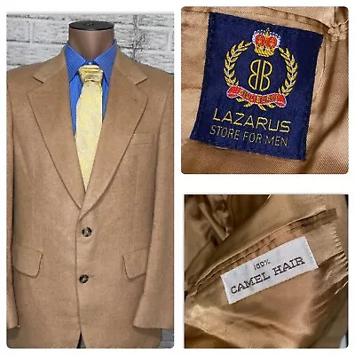 Vintage 100% Camel Hair Coat Men's Sport Coat Blazer Tan Made USA Bill Blass • $34.99