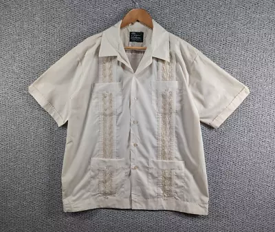 £47.50 • Buy HABAND OF PATERSON Guayabera Vintage Men's Cream Cuban Embroidered Shirt - XL