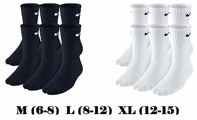 Size 6-8  8-12  NIKE Everyday Cotton Crew Socks 6 Pairs Dri Fit • $27