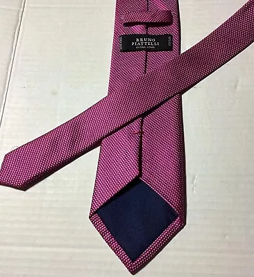 Bruno Piattelli Men's Magenta Extra Long 100% Silk Handmade Necktie Italy • $19.99