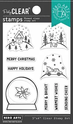 New Hero Arts   MAKE YOUR OWN SNOW GLOBE  Clear Photopolymer Stamps 2021 • $7.45