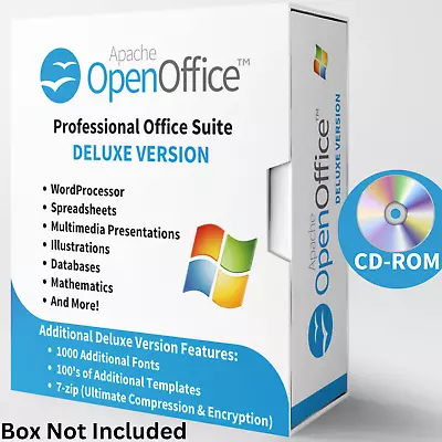 Open Office Software Suite For Windows-Word Processing Home Student - Deluxe CD • $15.99