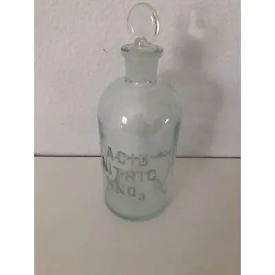 £29.21 • Buy Vintage Nitric Acid HNO3 Laboratory Apothecary Science Pharmacy Bottle With Stop