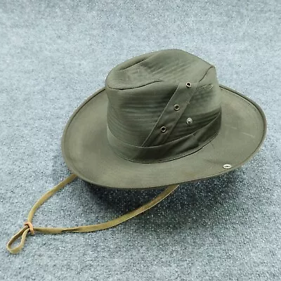 Vintage LL Bean Hat Mens 6 3/4 Green Boonie Neck Strap Outdoor Fishing Hiking • $17.28