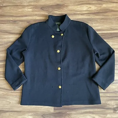 Lauren Ralph Lauren Jacket Womens XL Navy Blue 100% Wool Gold Button Coat LRL • $27.99