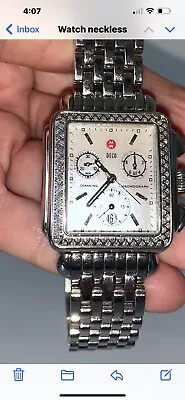 Michele Deco 16 Diamond Dial MWW06V000002 Wrist Watch For Women Silver • $575