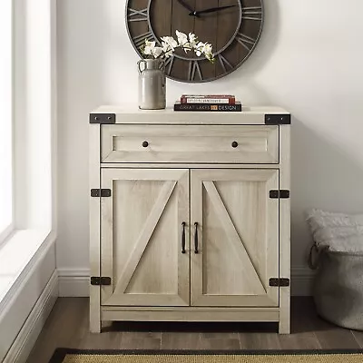 Farmhouse Barn Door Accent Cabinet - White Oak • £120