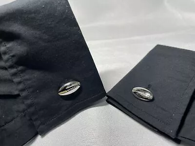 Auth Rare Burberry Brand Logo Character Oval Cufflinks SV925 Sterling Silver • $142.42