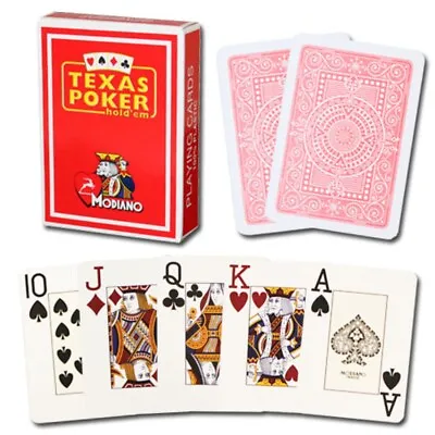 4 Decks Modiano 100% Plastic Playing Cards Red Poker Size Jumbo Index • $39.99