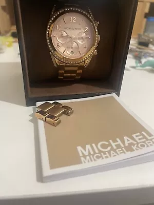 Michael Kors Ladies Blair Gold/Diamanté Chronograph Watch - MK5166 • £28