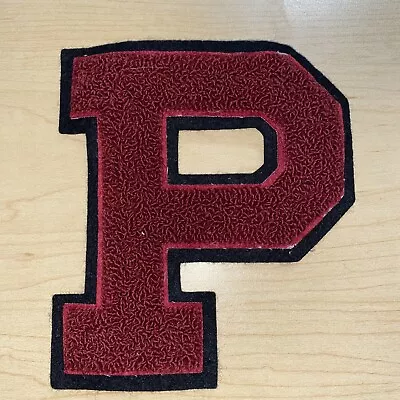 Vintage P Varsity Letter Letterman Jacket Patch Dark Red/Black • $5.99