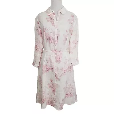 Malvin I Love Linen Floral Dress Belted Cottagecore Popover Womens Size Medium • $29.06