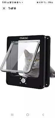 CEESC Cat Doors Magnetic Pet Door With Rotary 4 Way Lock For Cats • $18.49