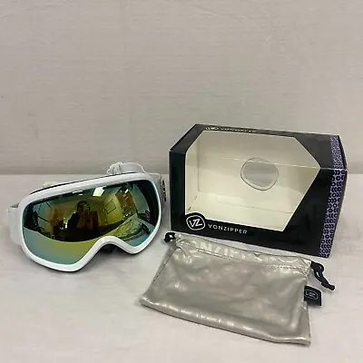 VonZipper Skylab Snow Goggles White Gloss Frame W/ Gold Chrome Lens • $75