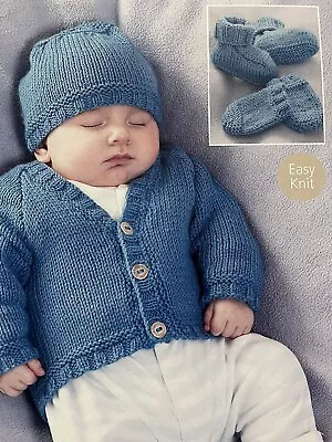 Baby/child’s Easy DK CardiganHatBoots & Mitt Knitting Pattern 16”-26”(birth-7y • £1.95