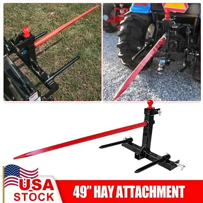 3 Point Attachment W/49  Hay Bale Spear 3000 Lbs 2x17  Stabilizers Cat 1 Tractor • $282.99