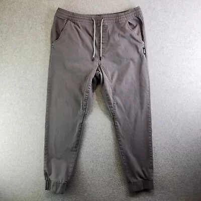 Silver Jeans Joggers Mens L Gray Ashton Twill Elastic Ankles Tapered Lounge • $23.97