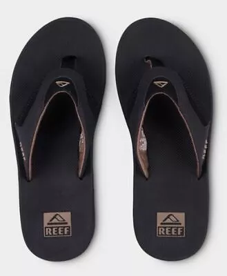 Reef Fanning GREY BLACK BROWN Mens Thongs Flip Flops Bottle Opener SIze 8 To 12 • $89.99