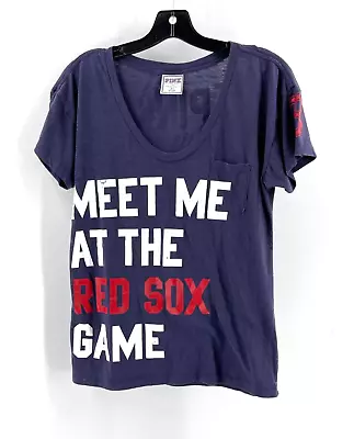 Victoria's Secret Blue Boston Red Sox MLB Baseball 2 Sided Tee T-Shirt Size XS • $14.50