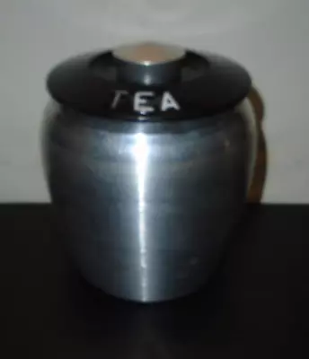 Vintage Kromex Spun Aluminum Tea Canister With Black Lid • $10