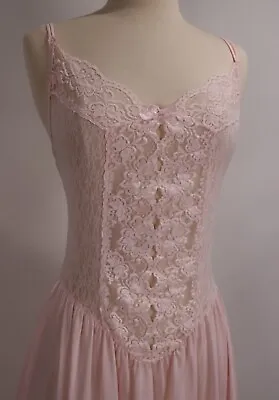 🌷 Vtg Cinema Etoile Sexy Sheer Lace Long Nightgown Peignoir Lingerie Negligee S • £67.15