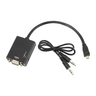 Micro HDMI (Type D) To VGA Video Converter Adapter With Audio - 1080p Full HD • $11.95