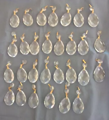 Lot Of 29  Vintage  Teardrop Shaped CHANDELIER  LAMP CRYSTALS/ PRISMS • $19.99