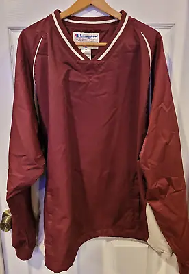 Vintage Champion V-Neck Pullover Windbreaker Jacket Men’s XXL - Maroon/Cream • $35