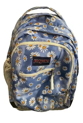 Used Once Jansport Rolling 8 Luggage / Student Rolling Backpack Blue Daisies • £77.21