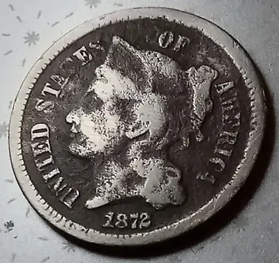 $8.45 • Buy 1872 Liberty Head THREE CENT NICKEL, 3c, Obsolete U.S. ODD TYPE Coin