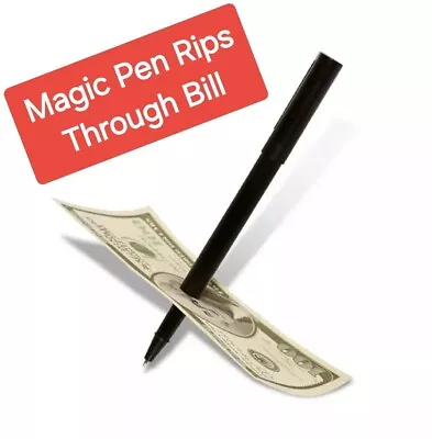 Magic Trick Pen Through Dollar Bill Street Magician's Prop T15 • $12.95