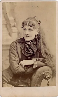 Long Faced Woman With Pin Curl Bangs. Cdv. Richmond Va. • $79.88