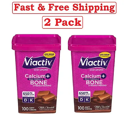 Viactiv Pack Of 2 Calcium Plus D Milk Chocolate Dietary Supplement 60 Soft Chews • $29.80