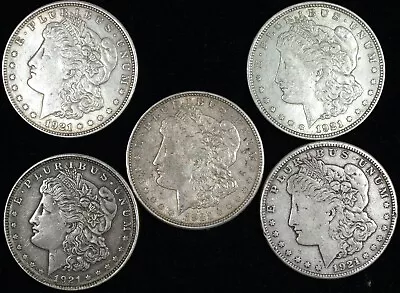 Lot Of 5 1921 Morgan Silver Dollars ☆☆ Circulated ☆☆ Great Set Filler 370 • $143.89