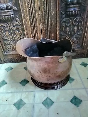 Antique Copper Coal Scuttle Bucket Original Condition • £59.97