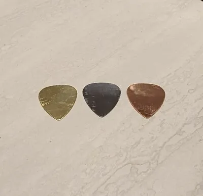 Handmade High Polished Steel Brass And Copper Guitar Pick 3 Pcs Set • $12