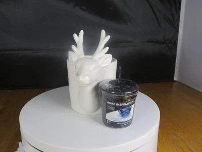 £6 • Buy New White Ceramic Stag Tealight/Votive Candle Holder+Moonlit Night Votive Candle