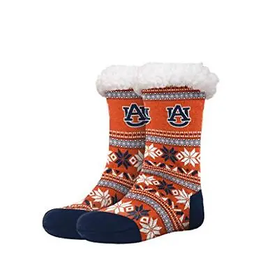 FOCO NCAA Licensed Auburn Tigers Fair Isle Footy Slippers Non-Skid Bottom • $10.99