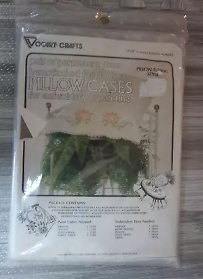 Vintage Vogart Crafts Pair Pillow Cases Floral Embroidery Or Painting Kit • $11