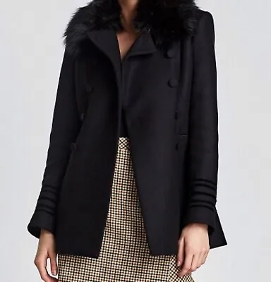 Last Nwt Zara Faux Fur Collar Double Breasted Contrast Military Coat 8052/744 • $85