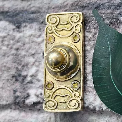 Ornate Polished Brass Door Bell Push • £14