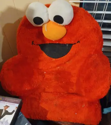 Rare Vintage SESAME STREET Elmo Fuzzy Red Plush Soft Foam Child's Chair 20  Tall • $39.50