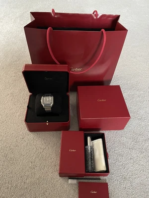 £6295 • Buy Cartier Santos De Cartier WSSA0048 Watch | Full Set 2023 | Brand New | Blue Dial