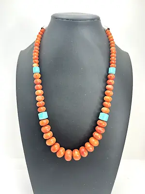 JAY KING DTR Sponge Coral & Turquoise Graduated Necklace 925 Clasp 21.25 Inch • $99.99
