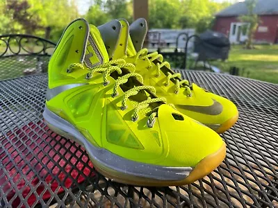 Nike Air LeBron 10 Volt LBJ X Basketball Sneaker Shoes Men’s Size 12 • $10.50