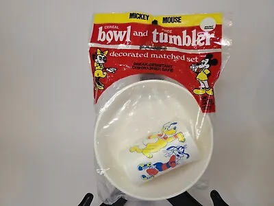 Vintage Disney Mickey Mouse Cereal Bowl & Juice Tumbler Mousercise Minnie Goofy • $9.59