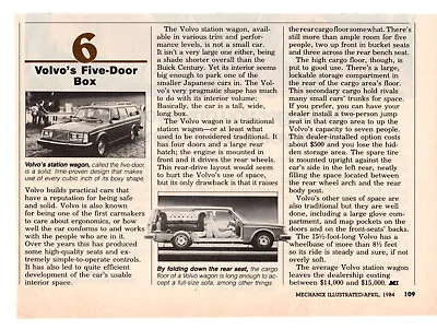 Volvo Station Wagon Five-Door Box 1984 Vintage Print Article Ad Original • $7.49