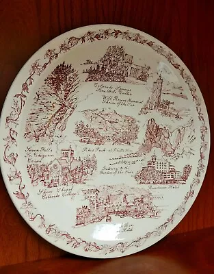 Vernon Kilns Transferware Plate Vtg COLORADO SPRINGS Pikes Peak 1931-1958  • $50