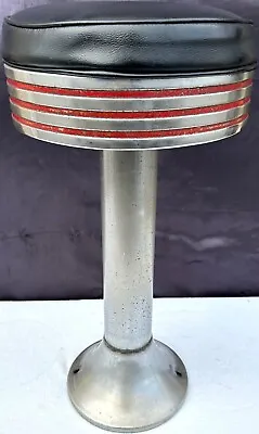 Vintage 1950s 1960s Diner/Soda Shop/Ice Cream Parlor Chrome Stool - 25.5  Tall • $99