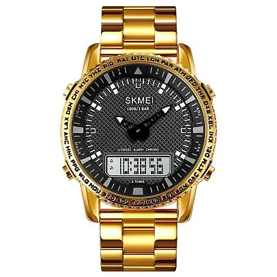 £29.99 • Buy Skmei Large Dual Time Digital Analogue Watch Stopwatch Alarm Metal Strap Colours